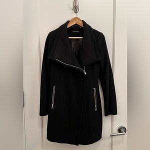Calvin Klein Sophisticated Black Zippered Coat XS